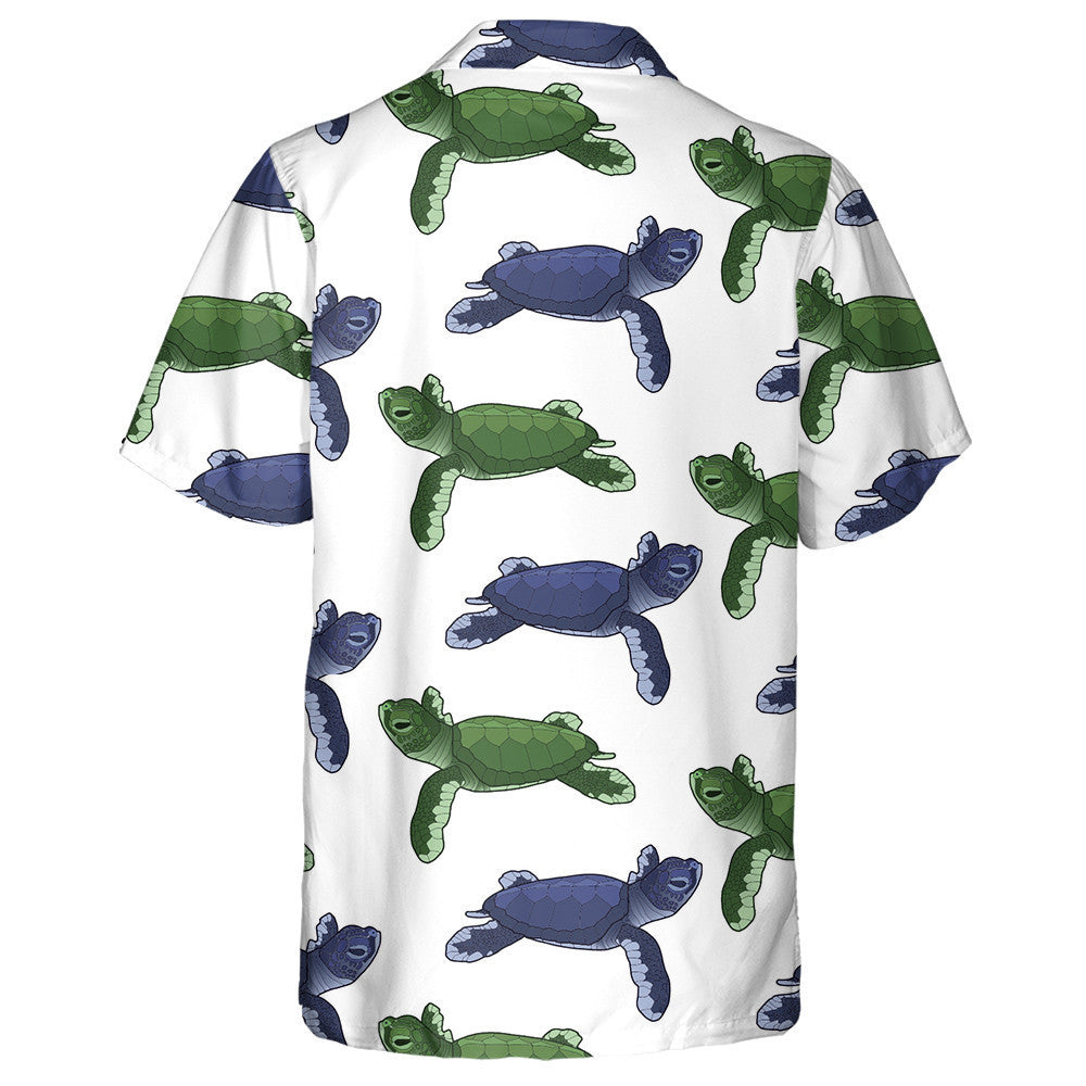 Blue And Green Turtles Isolated On White Background Hawaiian Shirt, Hawaiian Shirt Gift, Christmas Gift
