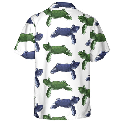 Blue And Green Turtles Isolated On White Background Hawaiian Shirt, Hawaiian Shirt Gift, Christmas Gift