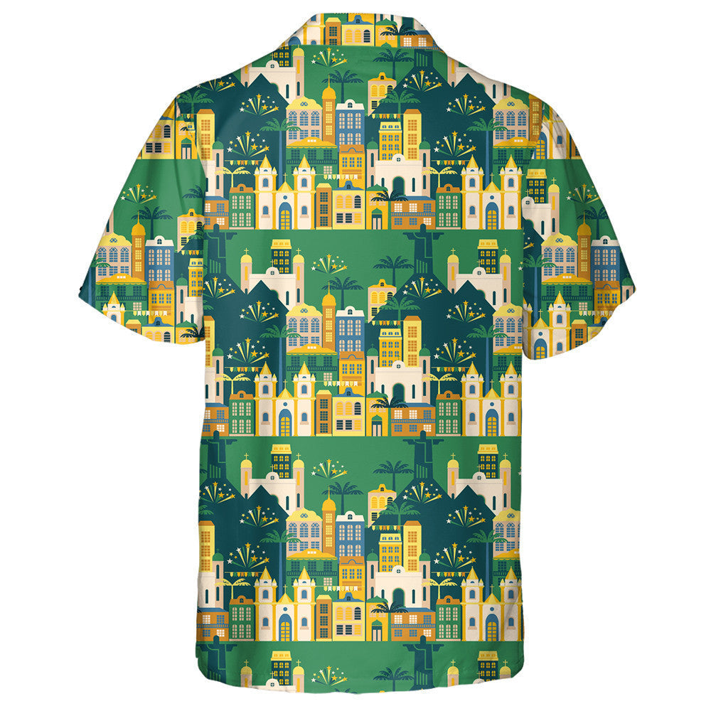 Noisy American City In The Independence Day Illustraion Hawaiian Shirt, Hawaiian Shirt Gift, Christmas Gift