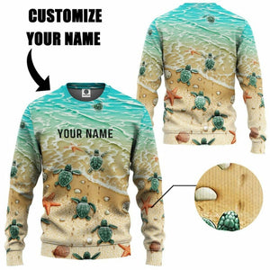 3D Sea Turtle Custom Name Tshirt Hoodie Apparel