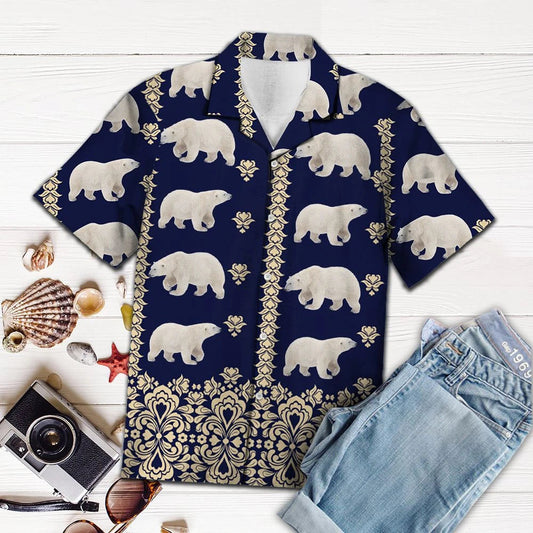 Great Gift For Polar Bear Lover Navy Pattern Hawaiian Shirt, Hawaiian Shirt Gift, Christmas Gift
