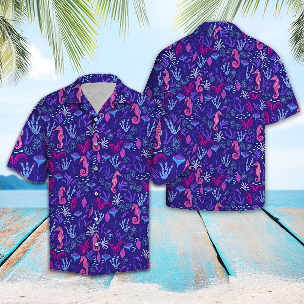 Coral And Seahorse Under Ocean Design Hawaiian Shirt,Hawaiian Shirt Gift, Christmas Gift