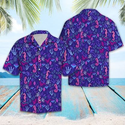 Coral And Seahorse Under Ocean Design Hawaiian Shirt,Hawaiian Shirt Gift, Christmas Gift