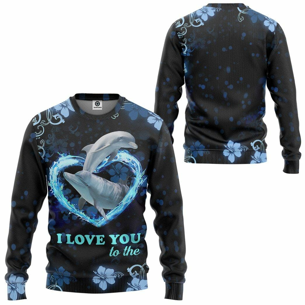 3D I Love You Couple Dolphin Tshirt Hoodie Apparel