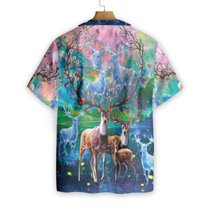 Amazing Deer In Jungle Pattern Hawaiian Shirt, Hawaiian For Gift