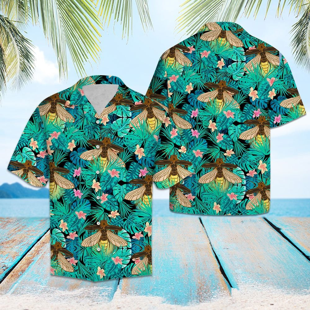 Firefly Tropical Palm Tree Leaves Summer Vacation Aloha Hawaiian Shirt, Hawaiian Shirt Gift, Christmas Gift
