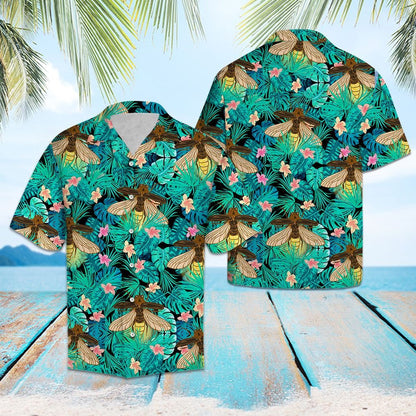 Firefly Tropical Palm Tree Leaves Summer Vacation Aloha Hawaiian Shirt, Hawaiian Shirt Gift, Christmas Gift