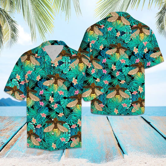 Firefly Tropical Palm Tree Leaves Summer Vacation Aloha Hawaiian Shirt, Hawaiian Shirt Gift, Christmas Gift