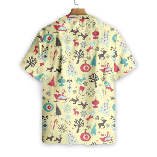 Frohe Weihnachten Muster auf Creme Hintergrund Design Hawaiian Shirt, Hawaiian Shirt Geschenk, Weihnachtsgeschenk