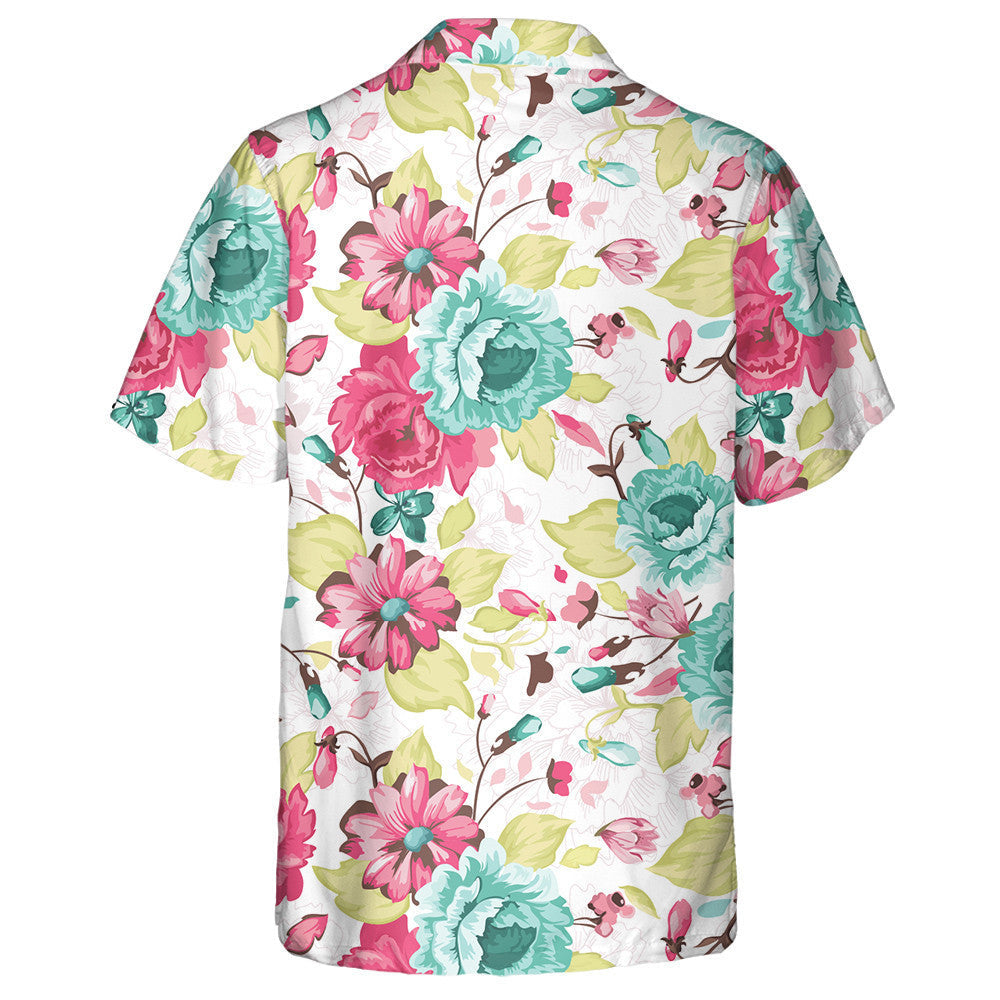 Abstract Elegance Colorful Flowers And Flying Petals Pattern Hawaiian Shirt, Hawaiian Shirt Gift, Christmas Gift