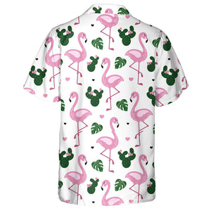 Flamingo With Monstera Leaves And Cactus Hawaiian Shirt,Hawaiian Shirt Gift, Christmas Gift