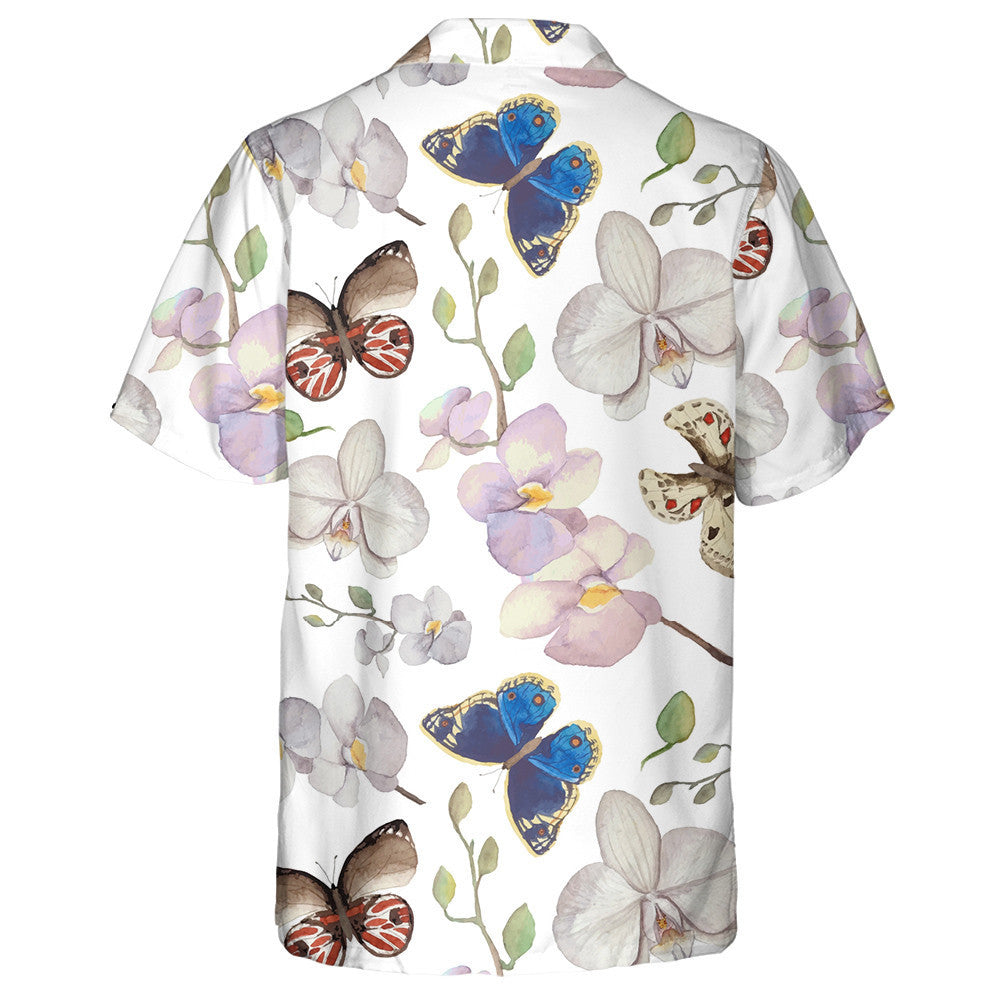 Herbal Elements With Orchids And Butterflies Hawaiian Shirt, Hawaiian For Gift