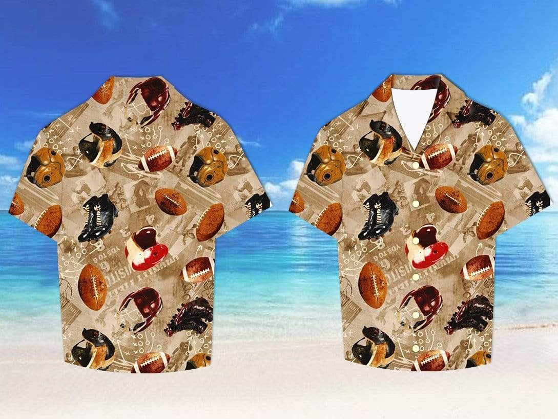 Classic Football Pattern Design Hawaiian Shirt, Hawaiian For Gift