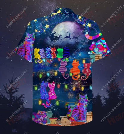 The Jolly Cats On Roofs Short Hawaiian Shirt Summer Aloha Shirt Custom Hawaiian Shirts Hawaiian Shirts For Men, Hawaiian Shirt Gift, Christmas Gift