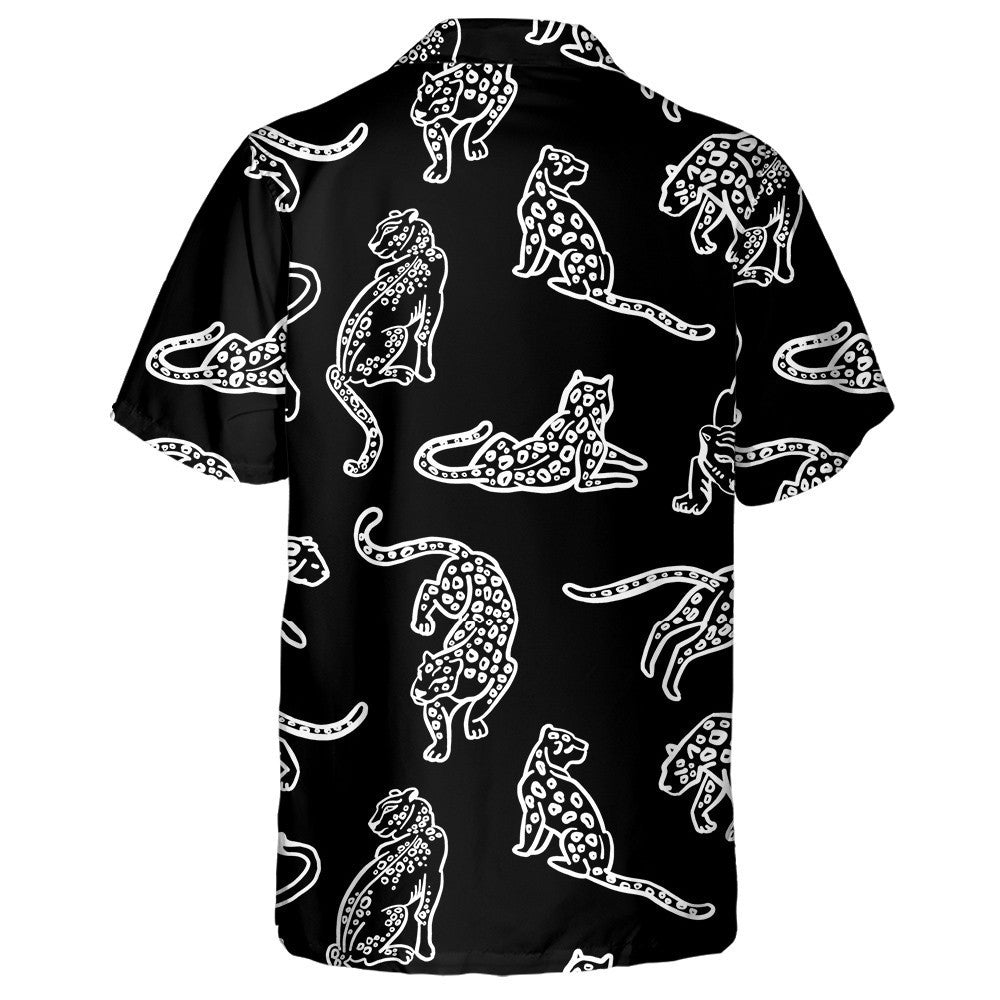 Trend Wild Leopards And Tigers On Black Background Hawaiian Shirt, Hawaiian Shirt Gift, Christmas Gift