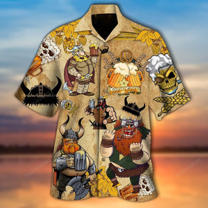 Strong Viking Man Cartoon Art Hawaiian Shirt,Hawaiian Shirt Gift, Christmas Gift