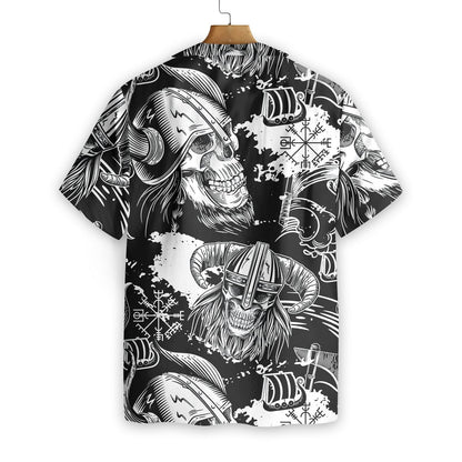 Seamless Pattern Skull In Viking Helmets Design Hawaiian Shirt, Hawaiian Shirt Gift, Christmas Gift