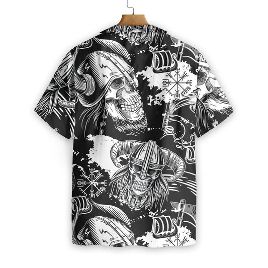 Seamless Pattern Skull In Viking Helmets Design Hawaiian Shirt, Hawaiian Shirt Gift, Christmas Gift