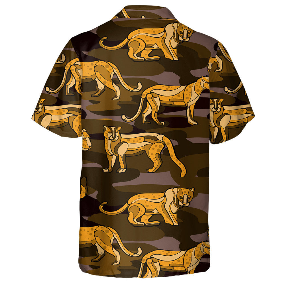 Trendy Animal Leopard Hand Drawn Brown Background Hawaiian Shirt, Hawaiian Shirt Gift, Christmas Gift