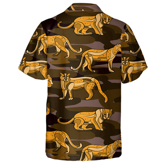 Trendy Animal Leopard Hand Drawn Brown Background Hawaiian Shirt, Hawaiian Shirt Gift, Christmas Gift