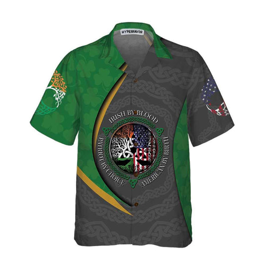 Irish By Blood American By Birth Celtic Knot Hawaiian Shirt, Hawaiian Shirt Gift, Christmas Gift