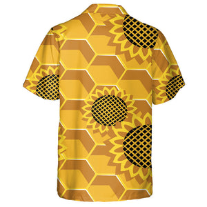 Abstract Hexagon Honey From Sunflower Flowers In A Honeycomb Hawaiian Shirt, Hawaiian Shirt Gift, Christmas Gift