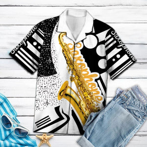 Amazing Gold Saxophone With Cool Text Hawaiian Shirt, Hawaiian For Gift