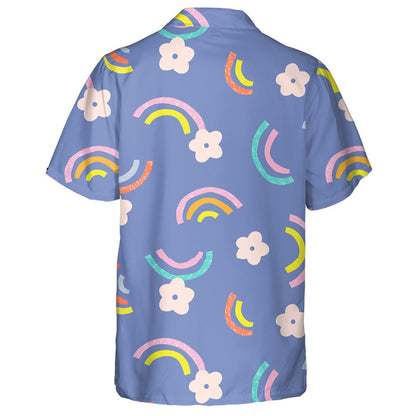 Psychedelic Hippie Background With Flowers On White Design Hawaiian Shirt, Hawaiian Shirt Gift, Christmas Gift