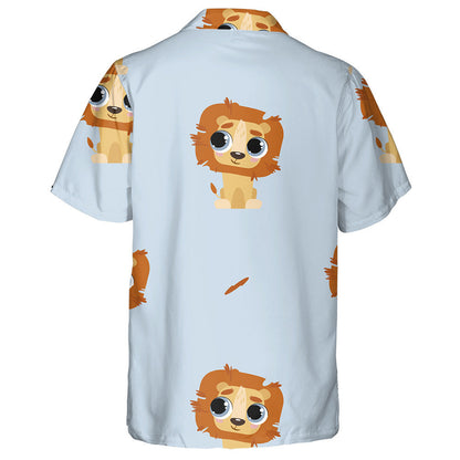 Funny Lion Sitting On Blue Backgound Hawaiian Shirt,Hawaiian Shirt Gift, Christmas Gift
