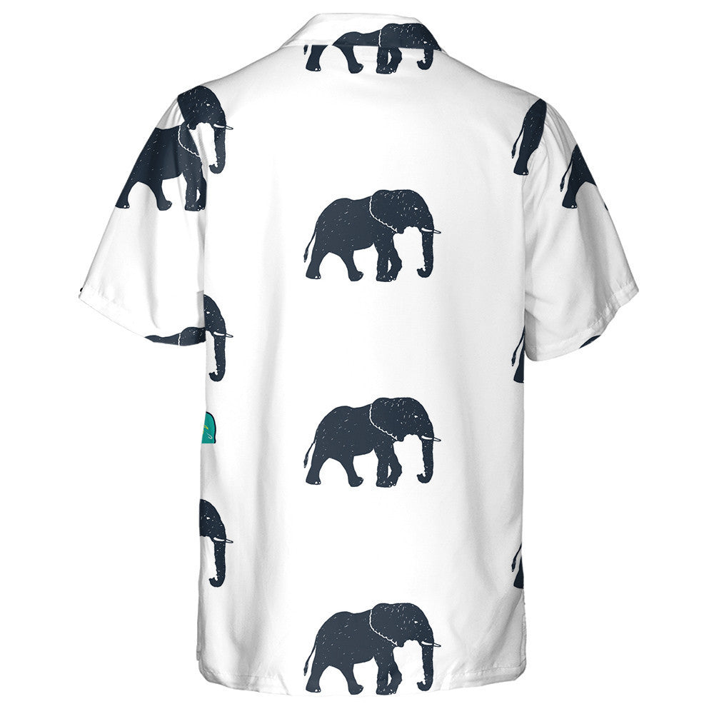 Black Elephant Walking On White Background Hawaiian Shirt, Hawaiian For Gift