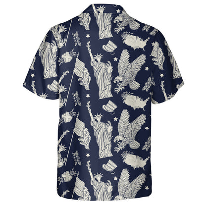 Sketchy United States The Statue Of Liberty Pattern Hawaiian Shirt, Hawaiian Shirt Gift, Christmas Gift