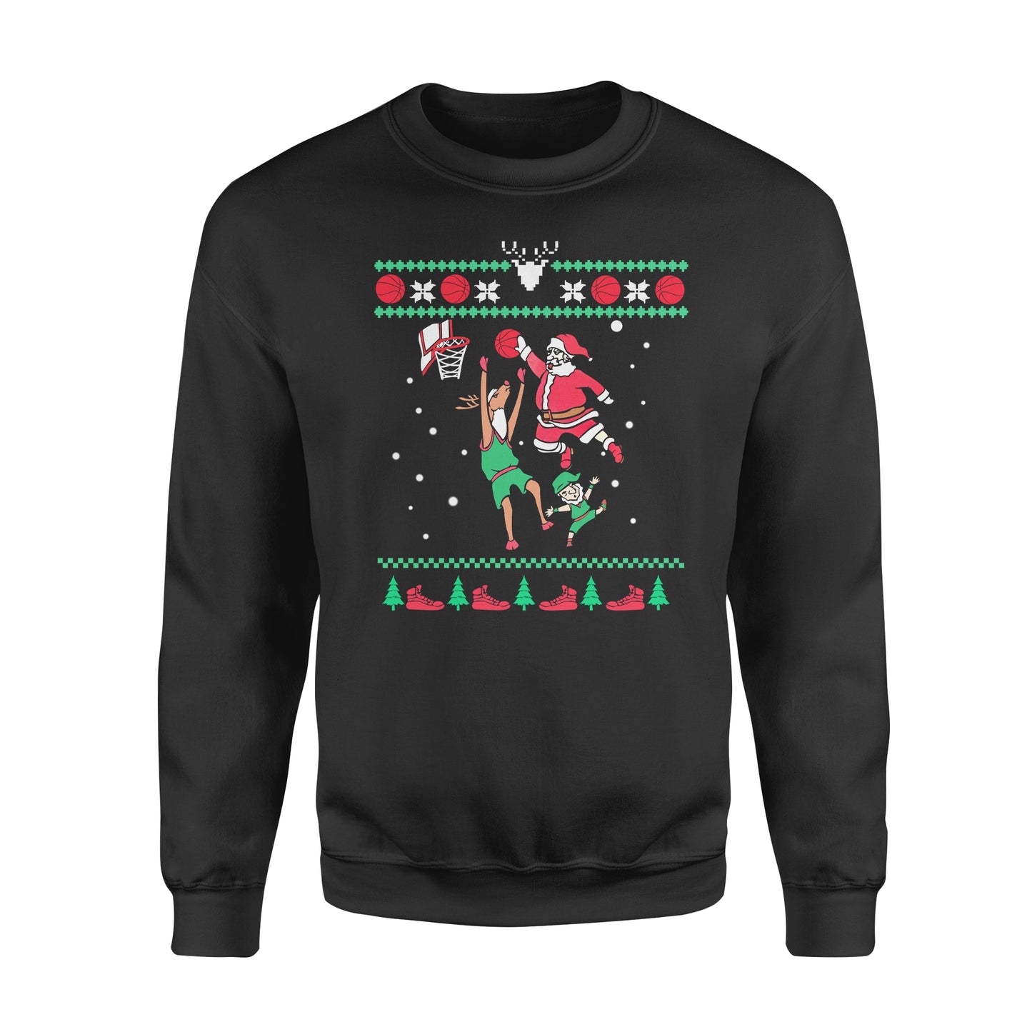 Slam dunk Santa playing - funny sweatshirt gifts christmas ugly sweater for men and women