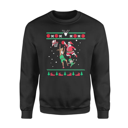 Slam dunk Santa playing - funny sweatshirt gifts christmas ugly sweater for men and women
