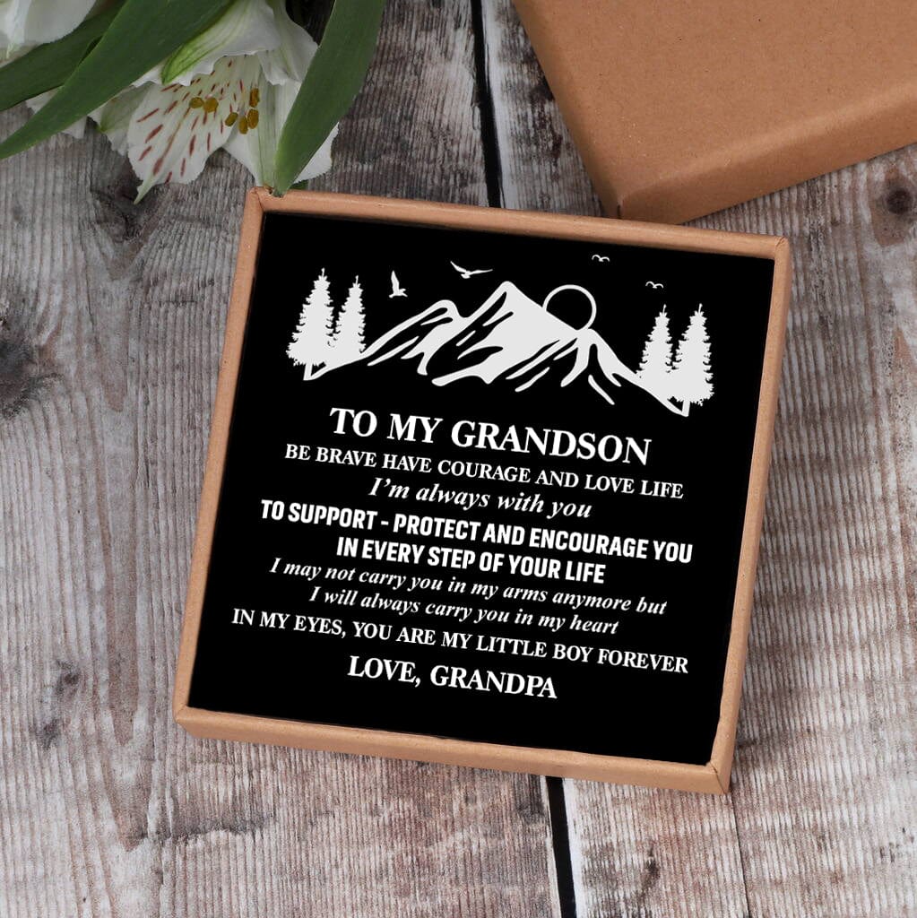 Grandpa To Grandson - My Little Boy Forever Black Beaded Bracelets For Men
