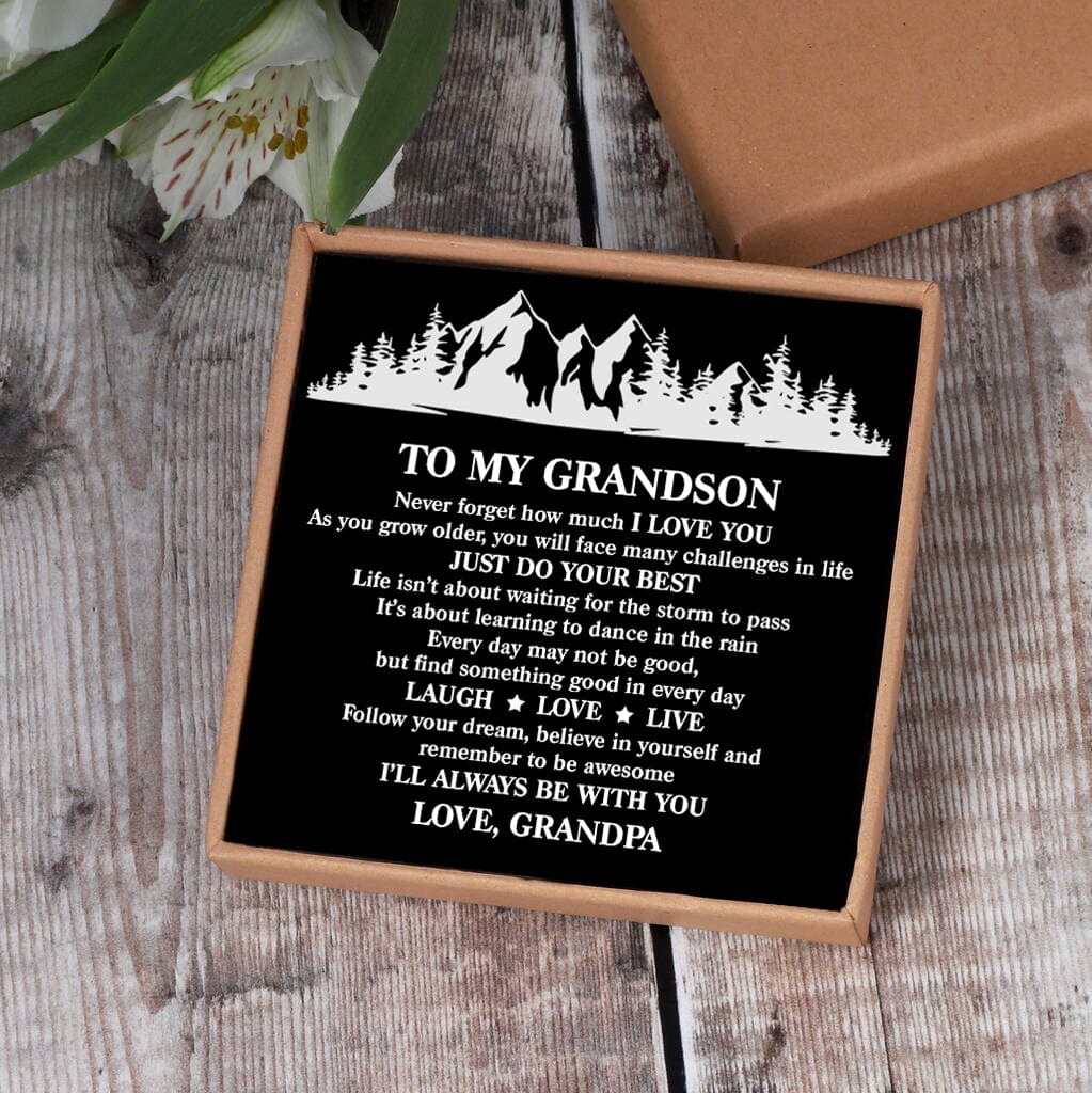 Grandpa To Grandson - Just Do Your Best Black Beaded Bracelets For Men