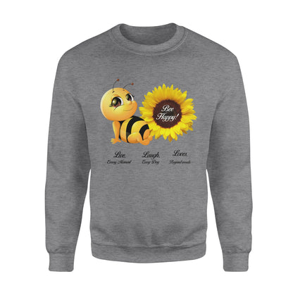 Bee happy! love, laugh,l loves funny sweatshirt gifts christmas ugly sweater for men and women