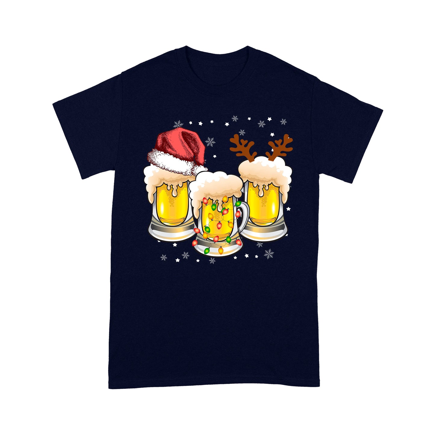Three Glasses Of Christmas Beer Funny Christmas Tee - Standard T-shirt  Tee Shirt Gift For Christmas