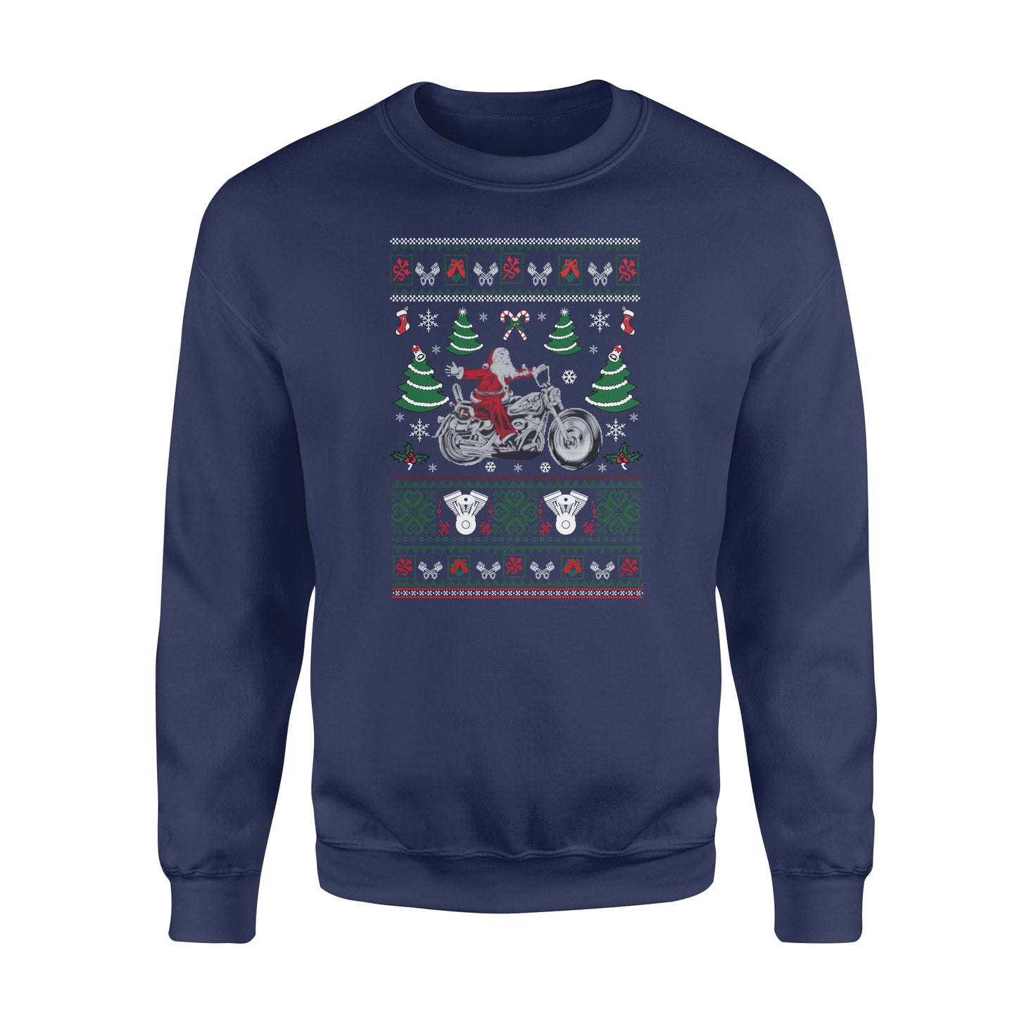 Biker Santa D1 - Mens Funny Xmas Sweatshirt Indian Motorcycles Motorbike Jumper - Funny sweatshirt gifts christmas ugly sweater for men and women