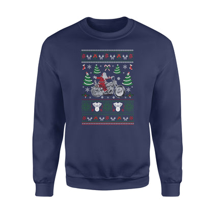 Biker Santa D1 - Mens Funny Xmas Sweatshirt Indian Motorcycles Motorbike Jumper - Funny sweatshirt gifts christmas ugly sweater for men and women