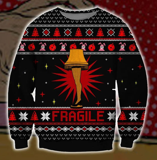 Fragile Symbol 3D Christmas Ugly Sweater, Christmas Ugly Sweater, Christmas Gift, Gift Christmas 2024