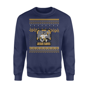 Jesus Saves Hockey Ugly Sweater - Funny sweatshirt gifts christmas ugly sweater for men and women