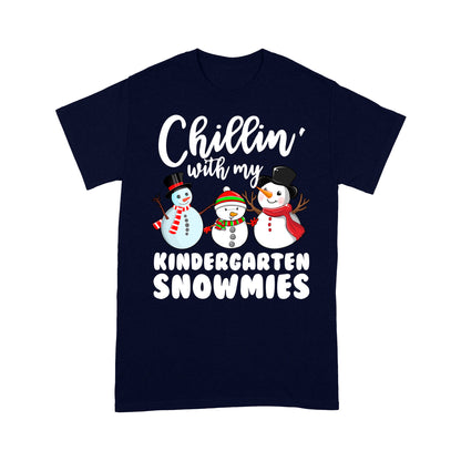 Chillin' With My Kindergarten Snowmies Lustiges Weihnachts-T-Shirt, Geschenk für Weihnachten