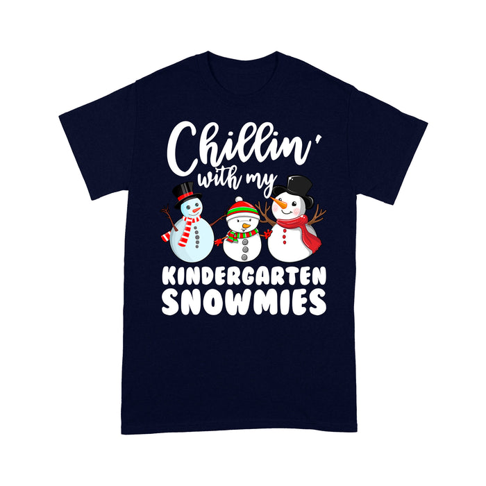 Chillin' With My Kindergarten Snowmies Funny Christmas Tee Shirt Gift For Christmas