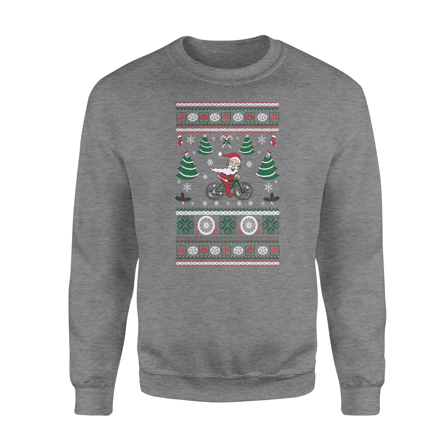 Cycling Santa Mens Funny Xmas Sweatshirt Cyclist Road Bike MTB Ugly Jumper - Funny sweatshirt gifts christmas ugly sweater for men and women
