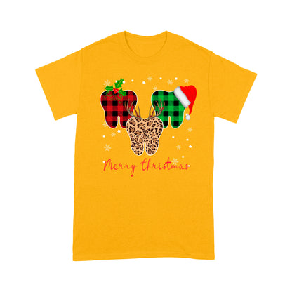 Merry Christmas Dental Lovers - Leopard And Knitting PatternT-shirt Tee Shirt Gift For Christmas