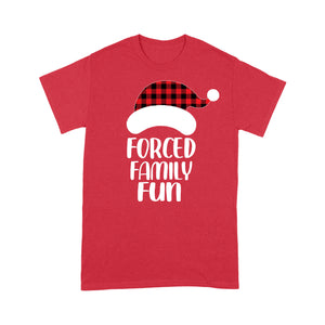 Forced Family Fun Christmas Buffalo Plaid Hat Shirt Tee Shirt Gift For Christmas