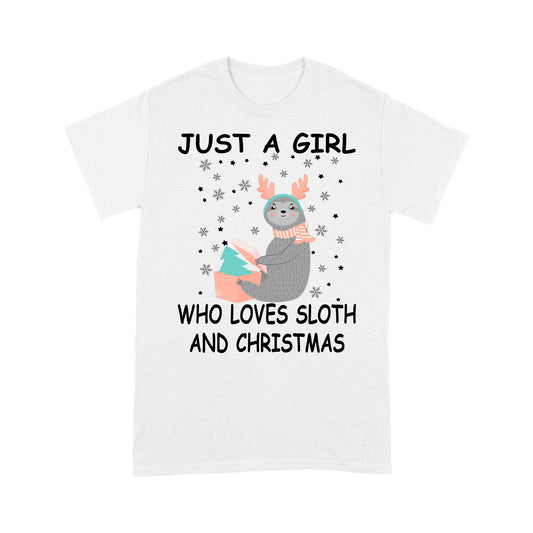 Just A Girl Who Loves Faultier und Weihnachten Lustiges T-Shirt Geschenk für Weihnachten