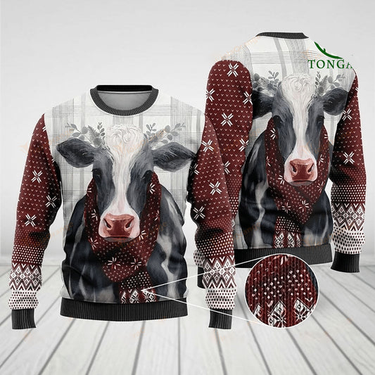 Dairy Cow Christmas Wool Sweater, Christmas Ugly Sweater, Christmas Gift, Gift Christmas 2024