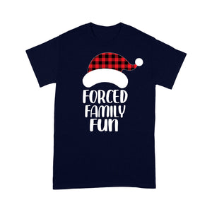 Forced Family Fun Christmas Buffalo Plaid Hat Shirt Tee Shirt Gift For Christmas