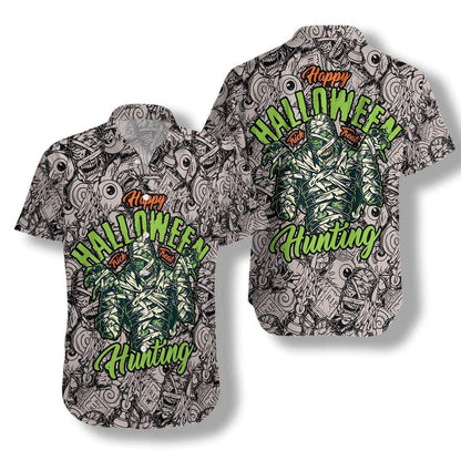 Halloween Vintage Scary Mummy Pattern Hawaiian Shirt, Hawaiian For Gift